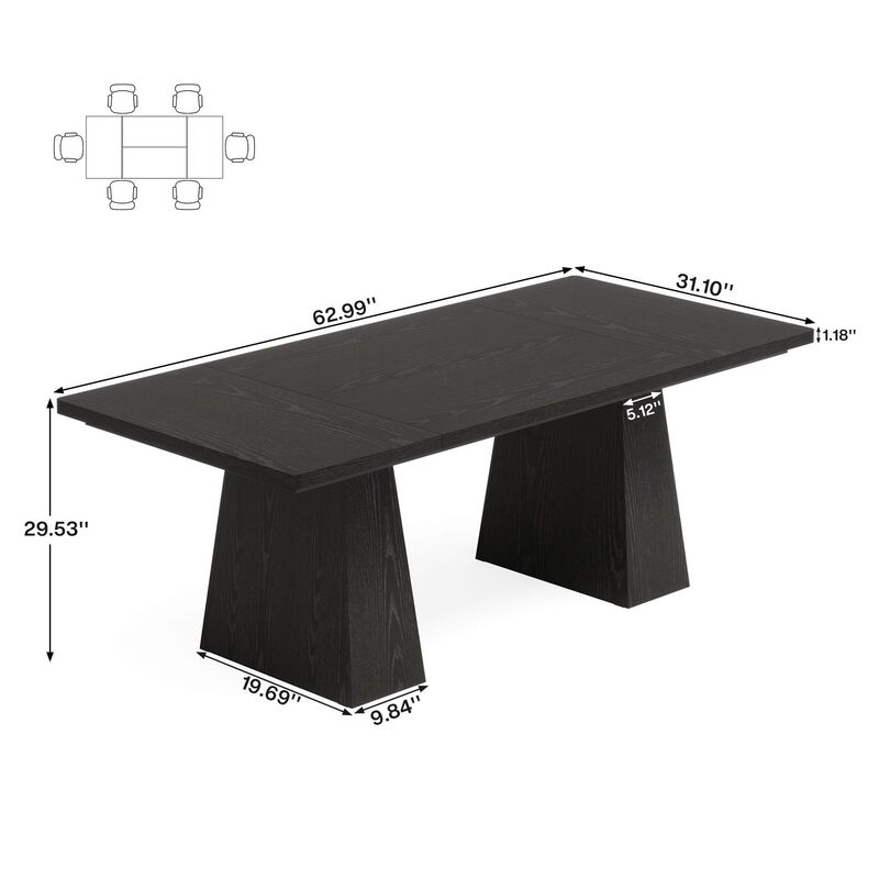 Wooden Farmhouse Dining Table for Kitchen Dining Room and Family Meals image number 2