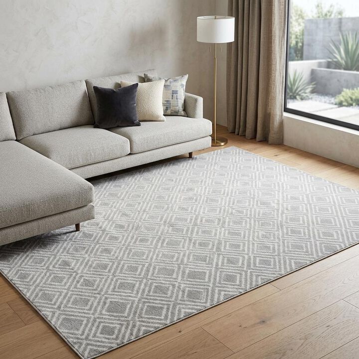 HomeRoots 9' X 12' Gray Geometric Area Rug