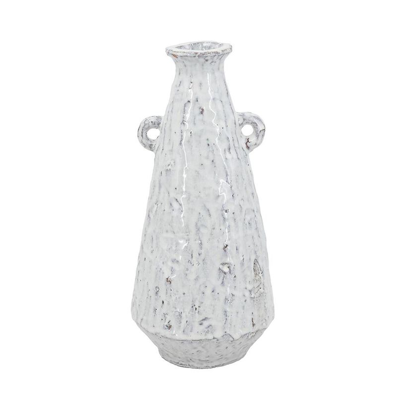 HomeRoots 12" White Terracotta Tapered Jug Vase image number 0