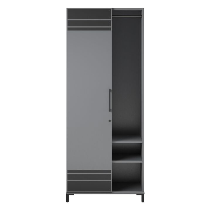 Systembuild Evolution Shelby Tall Garage Storage Cabinet with 1 Door and Hang Rod, Graphite