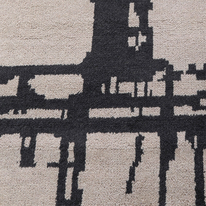 HAND KNOTTED WOOL Contemporary AREA RUGS  - Rectangle Shape, Contemporary Modern, Medium Pile Handmade Area Rugs for Living Room, Bed Room (N00065) image number 3