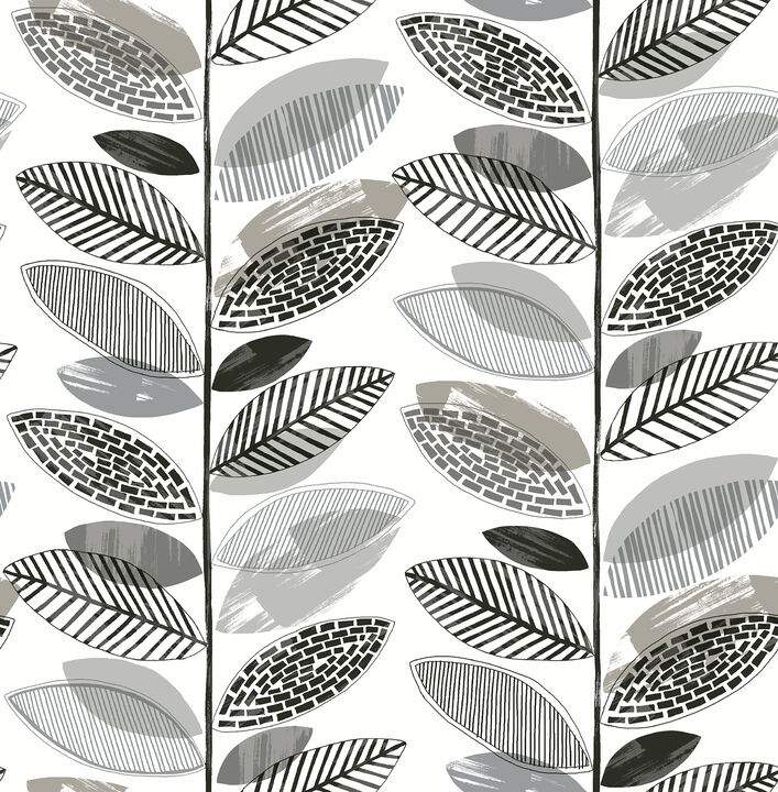 Nyssa Grey Leaves Wallpaper