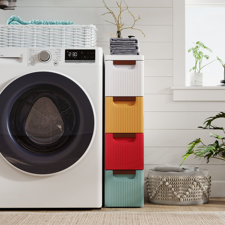 Narrow 4-Drawer Storage Cabinet on Wheels for Small Spaces-Multi Color
