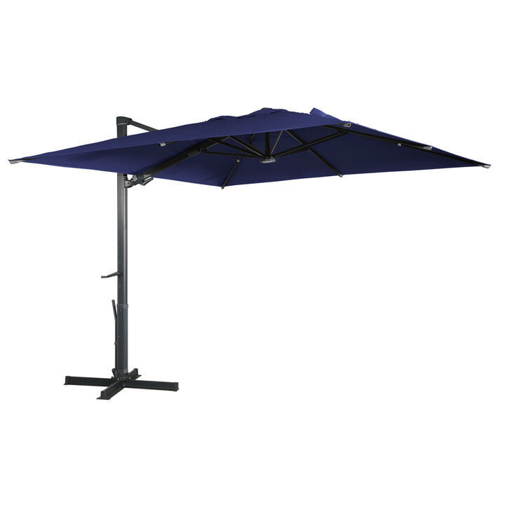 MONDAWE 10ft Square Solar LED Cantilever Patio Umbrella for Outdoor Shade