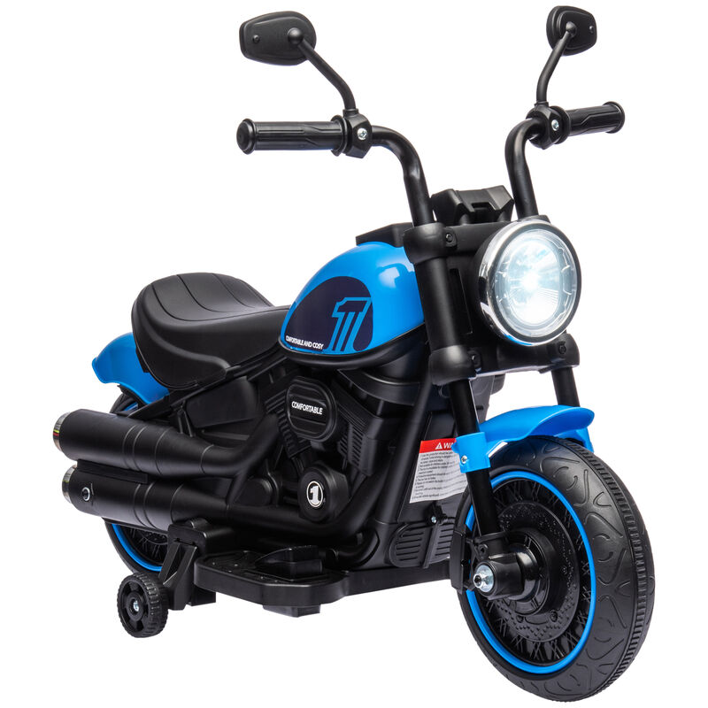 BreeBe 6V Kids Motorcycle w/ Training Wheels, Single-Button Start image number 0