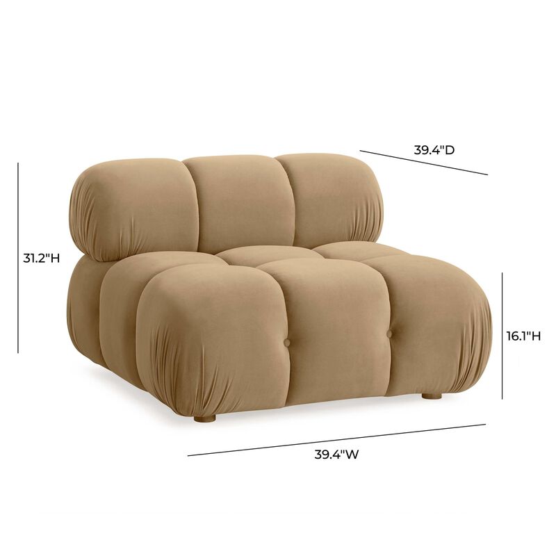 Casafoyer Calliope Cafe Au Lait Performance Velvet Modular Armless Chair image number 2