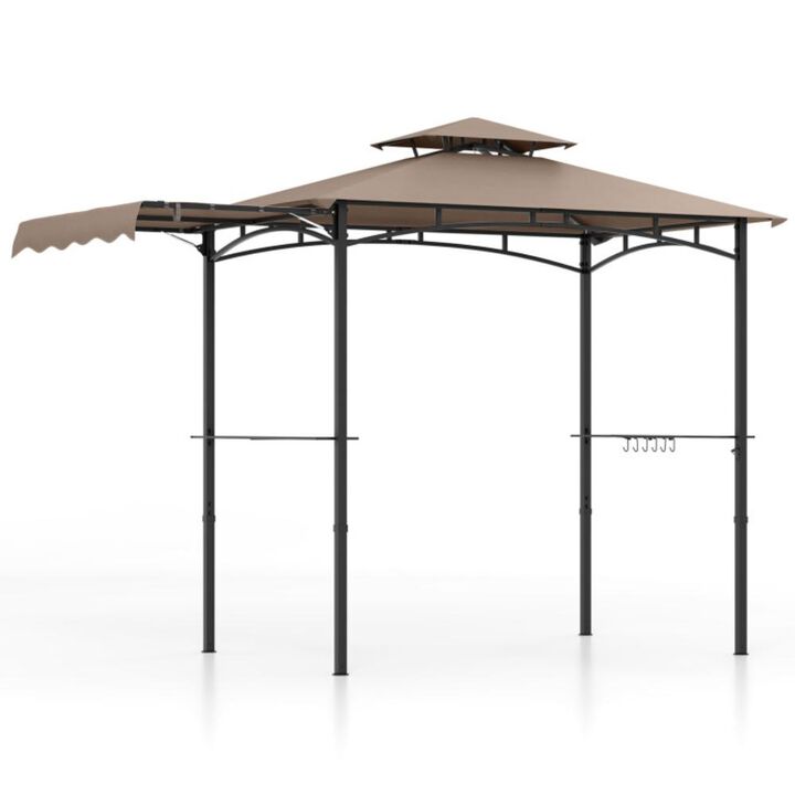 Hivvago 11 x 5 FT Grill Gazebo with Side Awning and Double-Tiered Top