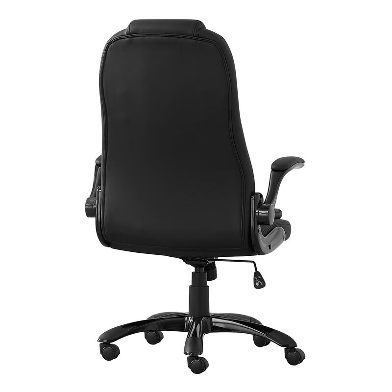 Monarch Specialties I 7277 Office Chair, Adjustable Height, Swivel, Ergonomic, Armrests, Computer Desk, Work, Metal, Pu Leather Look, Black, Contemporary, Modern