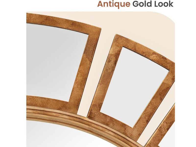 30" Gold Sunburst Wall Mirror &ndash; Art Deco Glam for Entry & Vanity