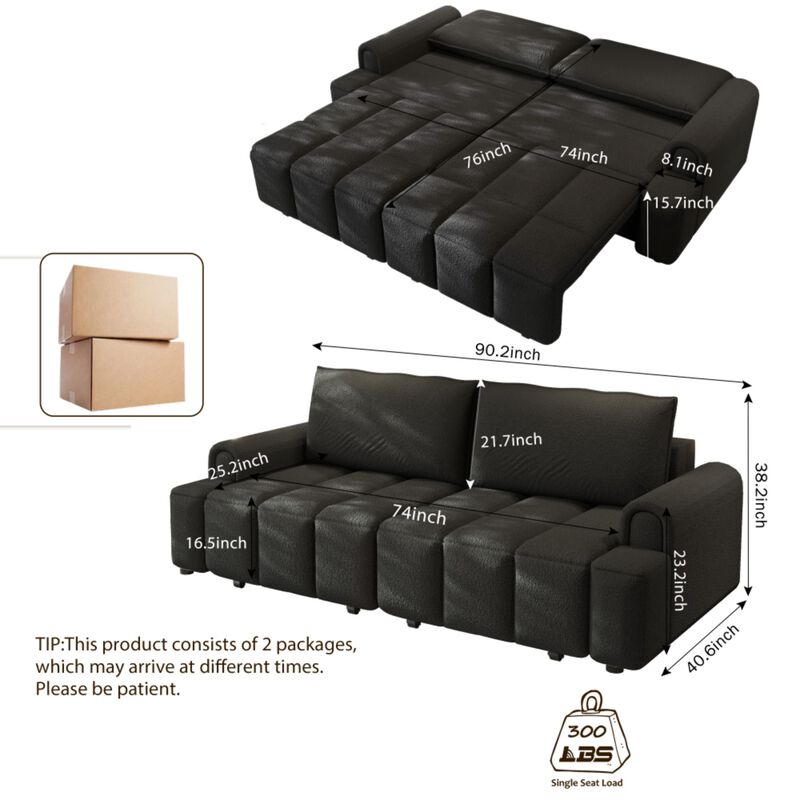 Rerjeb Teddy 3-in-1 Convertible Sleeper Sofa Bed image number 9