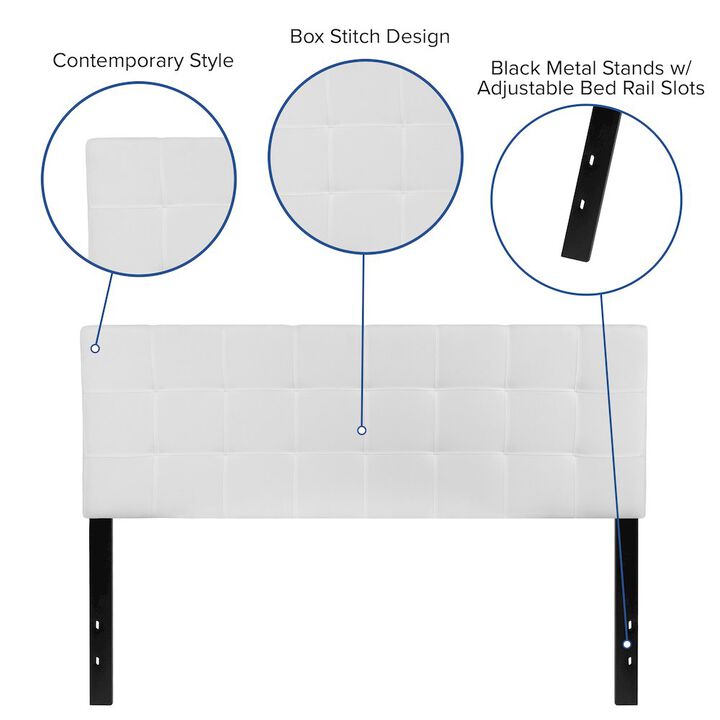 Flash Furniture Tufted Upholstered Queen Size Headboard in White Fabric