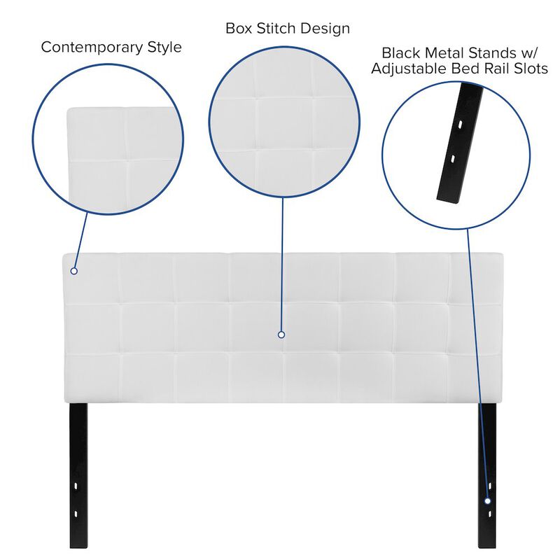 Flash Furniture Tufted Upholstered Queen Size Headboard in White Fabric image number 1