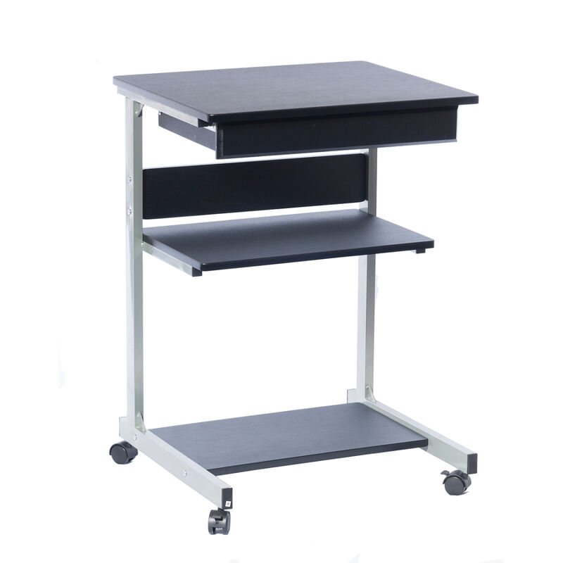 Rolling Laptop Cart with Storage, Graphite