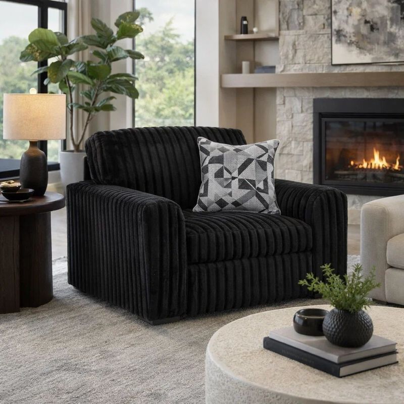 Addy Oversized Sofa Armchair, 1 Accent Pillow, Onyx Black Corduroy image number 8