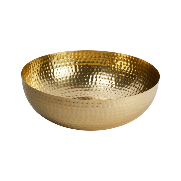 Round Hammered Metal Serving and Mixing Bowl, Copper Finish