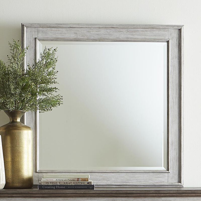 Liberty Furniture Heartland Landscape Mirror in Antique White w/ Tobacco Top image number 1
