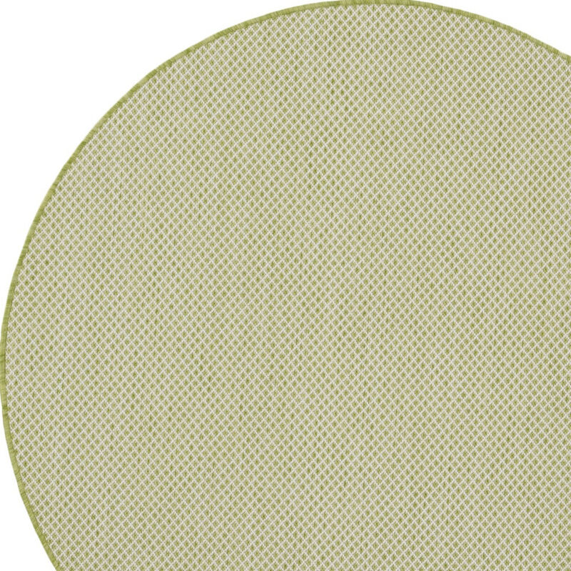 HomeRoots 4' Ivory And Green Round Geometric Indoor Outdoor Area Rug image number 2