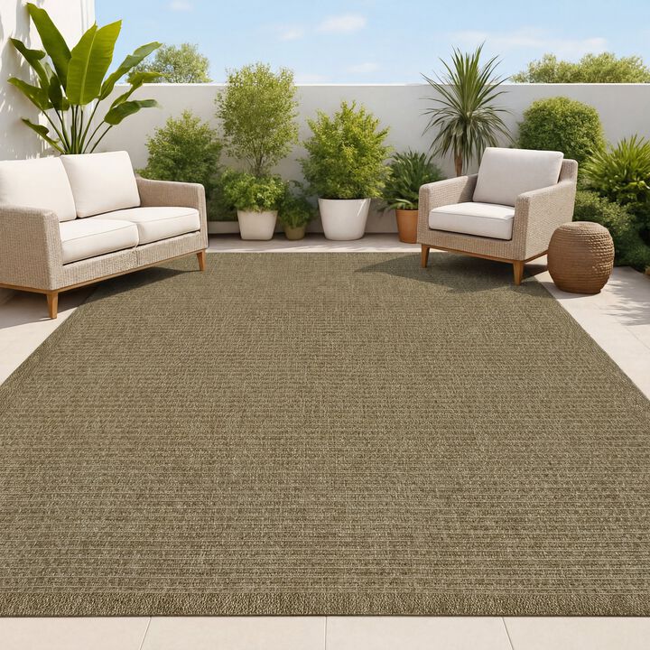 Maxine Smart Jute Contemporary Border Boho Fine Rib Weave Indoor/Outdoor Area Rug