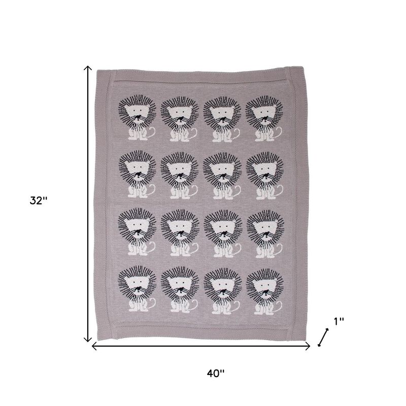 HomeRoots Grey Lots Of Lions Woven Knitted Baby Blanket image number 6