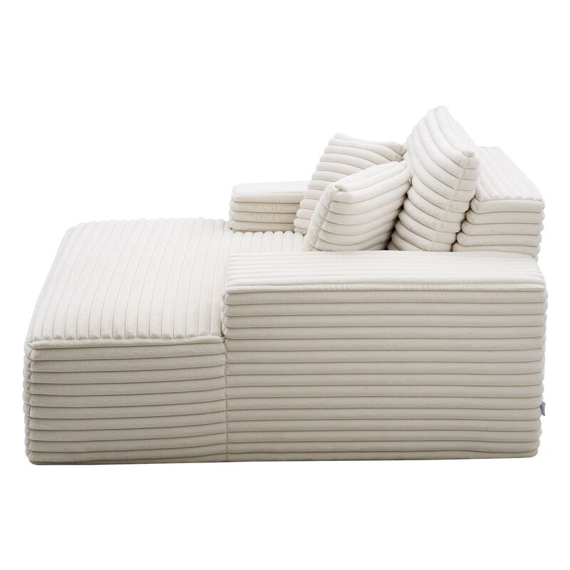 Boneless Chaise Lounge Chair, Oversized Upholstered Reading Sofa with Pillows - Beige image number 8