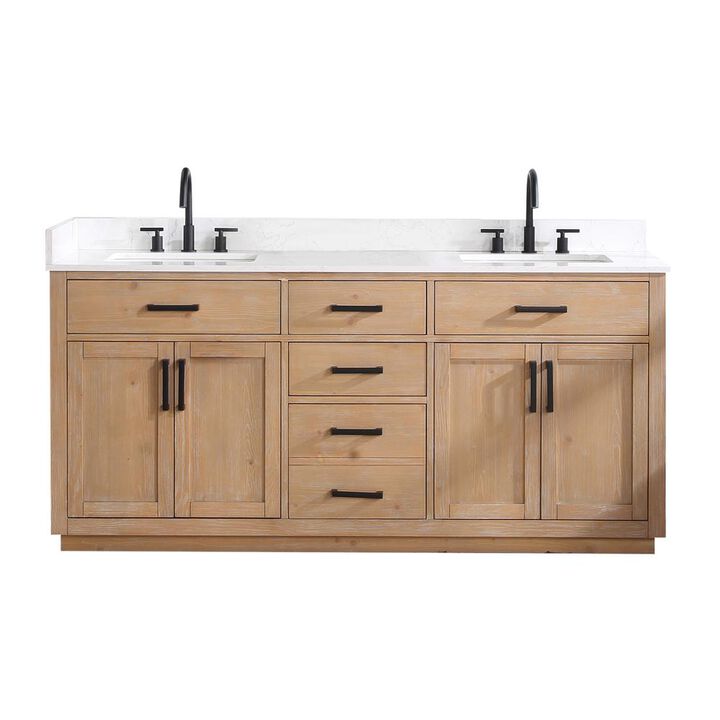 Altair 72 Double Bathroom Vanity in Light Brown without Mirror