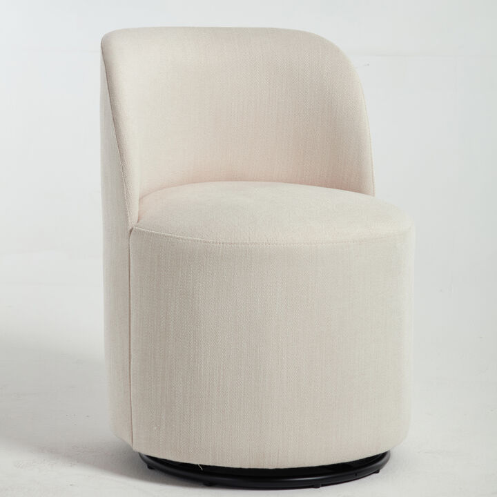 Modern Swivel Barrel Dining Chair, Linen Upholstered Armless Accent Chair