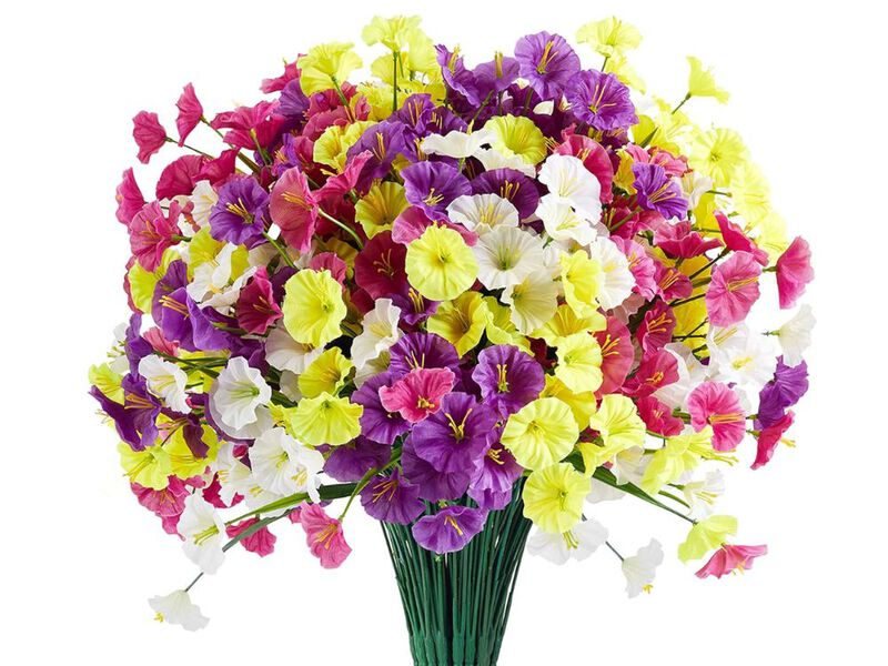 16 Bundle Artificial Morning Glory Flowers UV Resistant Outdoor Garden Porch image number 0