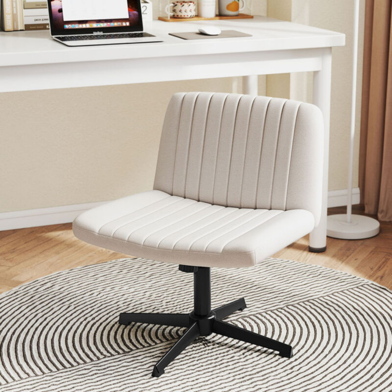 Armless Criss Cross Swivel Desk Chair – No Wheels, Wide Seat for Cross-Legged Sitting