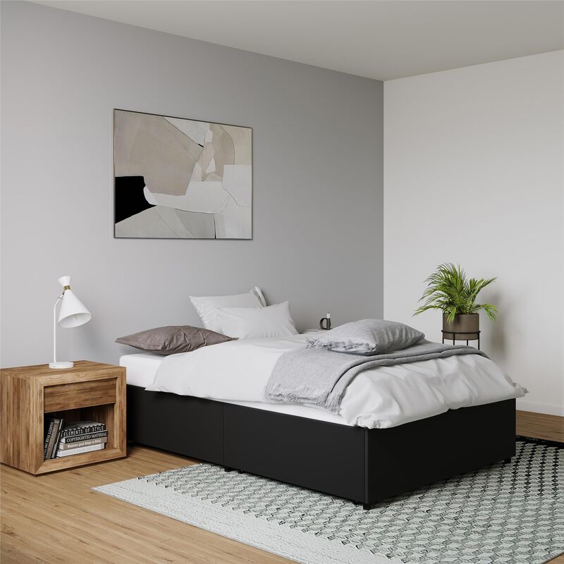 Atwater Living Micah Platform Bed with Storage, Full, Black Faux Leather image number 2