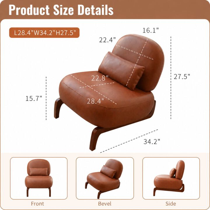 GOODSILO Armless Accent Chair with Plush Cushion and Solid Wood Legs, Soft Upholstered Seating for Living Room Bedroom Apartment Balcony Waiting Room