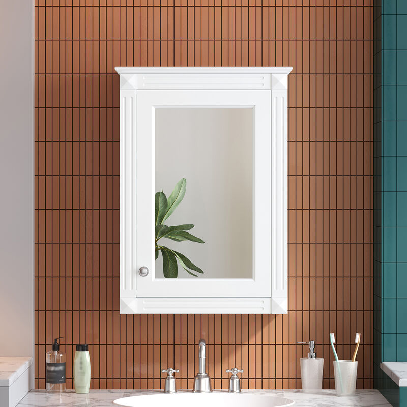 ELEMENT ACE 20 Inch Wall Mounted Bathroom Storage Cabinet with Mirror and Adjustable Shelves - Modern Space Saving Medicine Cabinet image number 4