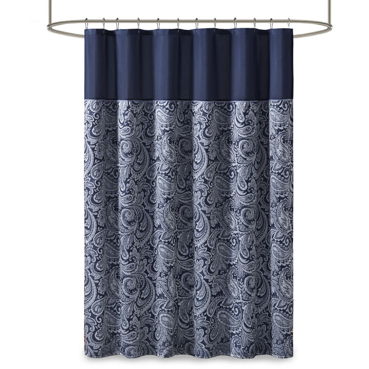 Gracie Mills Thornton Traditional Paisley Jacquard Shower Curtain