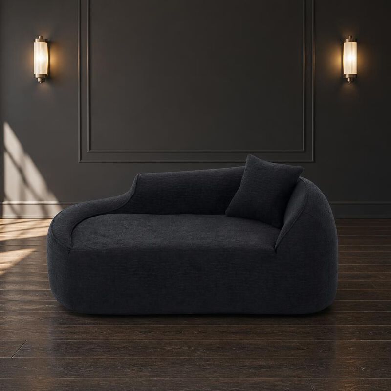GOODSILO Curved Indoor Chaise Lounge Chair Modern Deep Seating Sleeper Sofa with Throw Pillow for Living Room Bedroom Apartment Small Spaces image number 3
