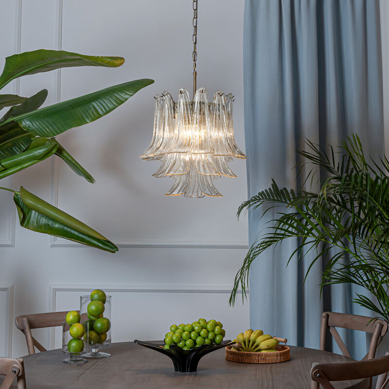 18'' Wide Mid-Century Modern Chandelier 4-Light 3-Tier Clear Art Glass Pendant Light In Antique Bronze Finish For Dining Room Foyer Bedroom image number 2