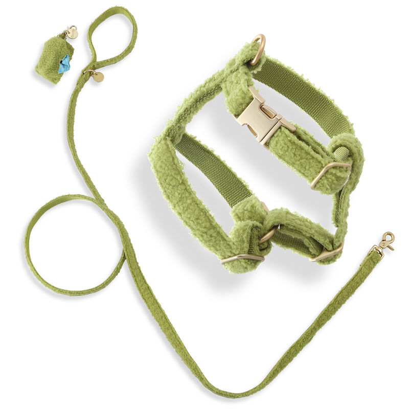 Teddy Bouclé Adjustable H Harness and Leash Walk Set with Poop Bag Pouch