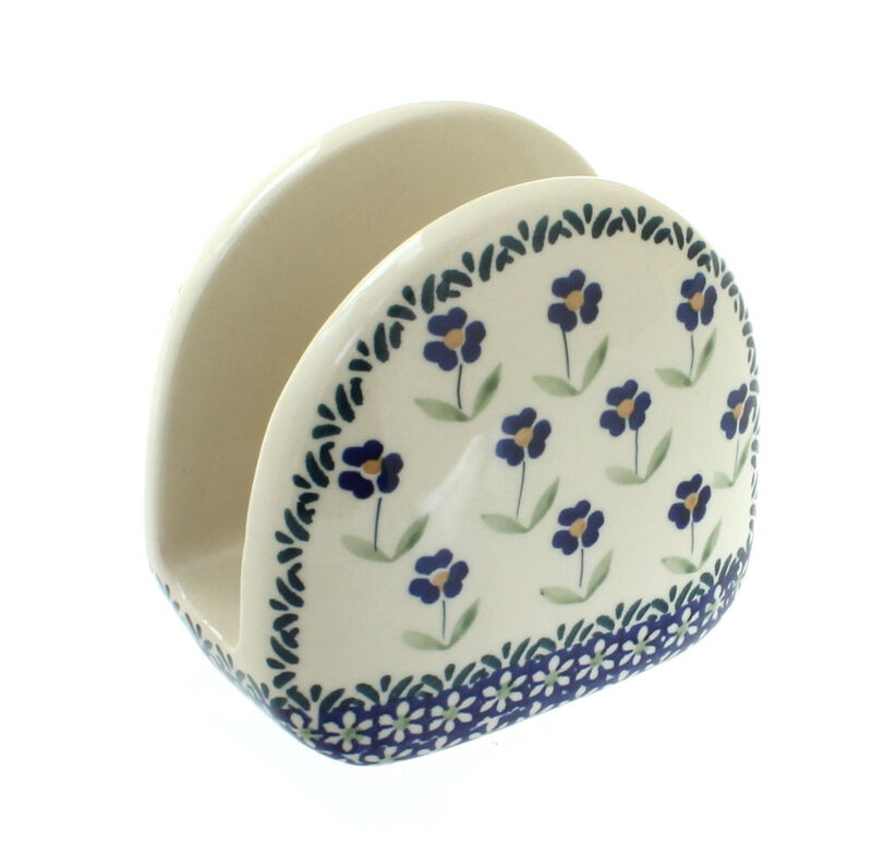 Blue Rose Polish Pottery Dots Napkin Holder