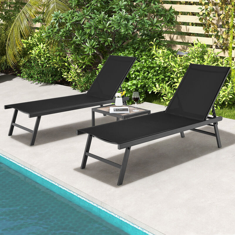 3 Piece Patio Lounge Chair Set with Table for Poolside, Garden and Backyard image number 1