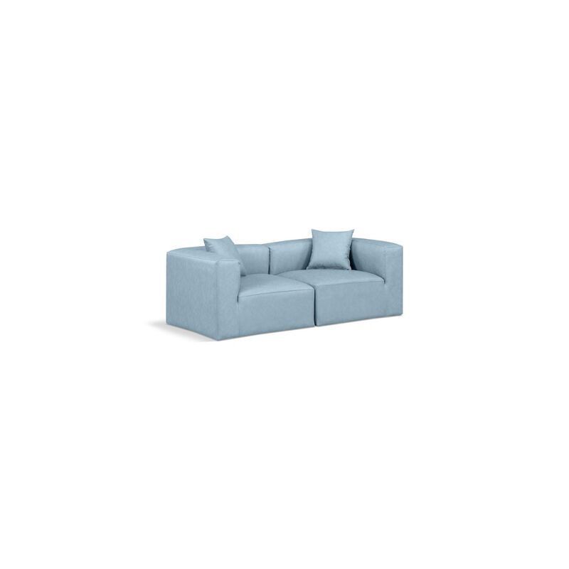 Meridian Furniture Cube Light Blue Vegan Leather Modular Sofa