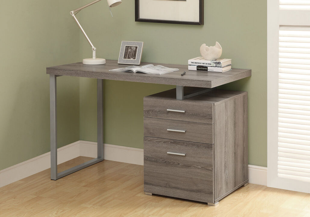 Monarch Specialties Computer Desk, Home Office, Laptop, Left, Right Set-Up, Storage Drawers, 48"L, Work, Metal, Laminate, Brown, Grey, Contemporary, Modern
