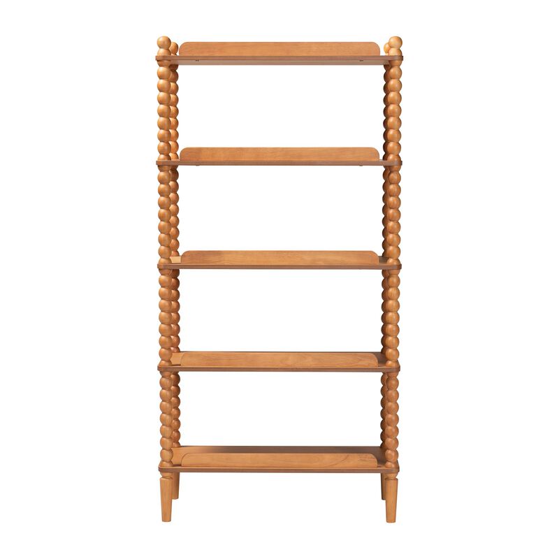 Baxton Studio Lucera Bobbin Display Shelf - 5-Tier Open Frame Vertical Bookcase with Spindle Posts for Living Room or Office image number 3