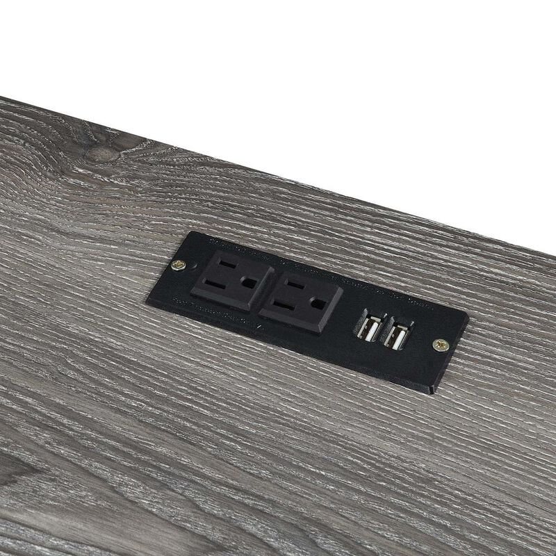 Convenience Concepts Monterey 47 Inch Desk With Charging Station, Weathered Gray/Black