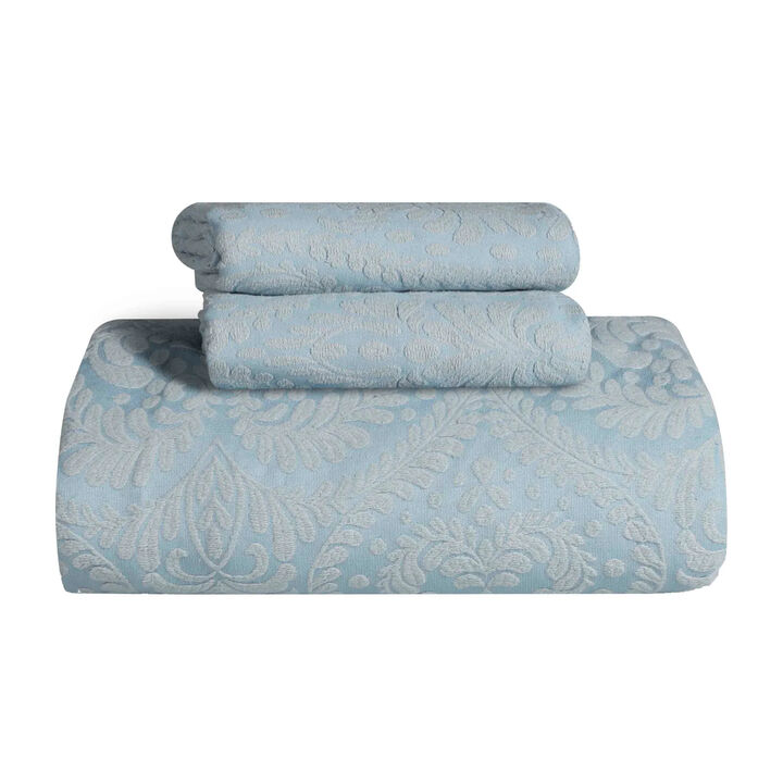 3-Piece Cotton Blend Bedspread Set with Jacquard Floral Design