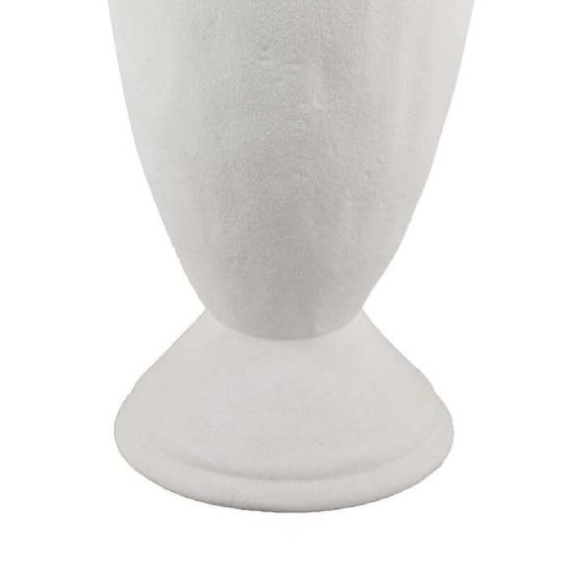 Fiji Accent Planter w Loop Handles, Pedestal White Ceramic 16 Inch
