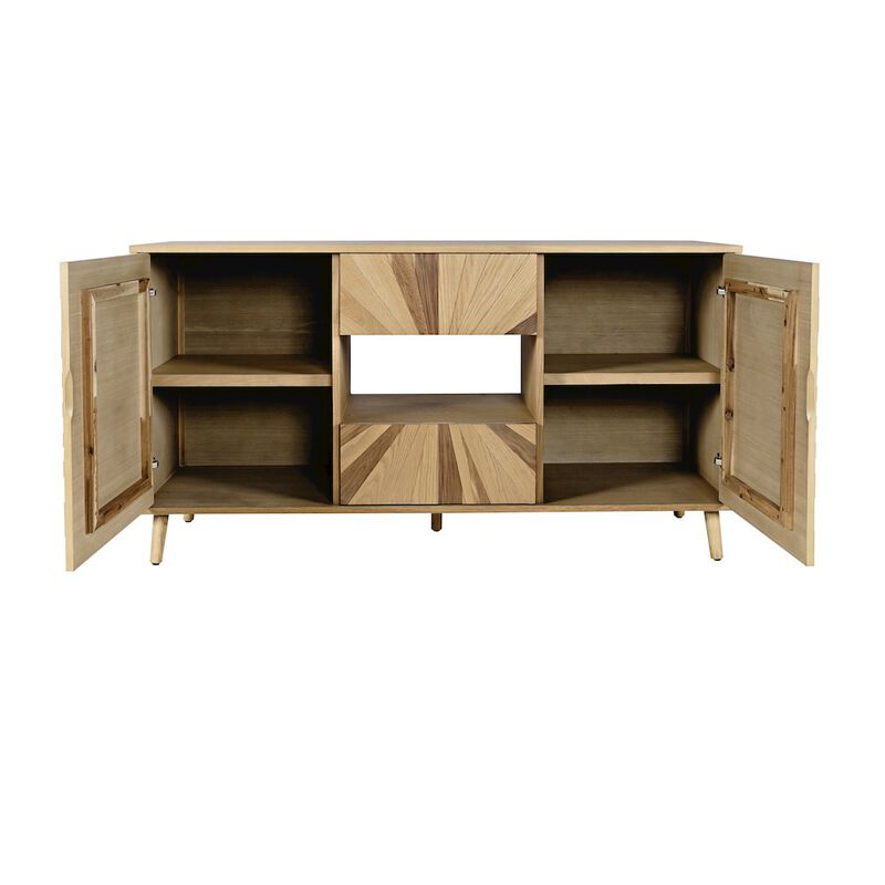 Jofran Reece 60 Mid-Century Modern Starburst TV Stand Console Storage Cabinet