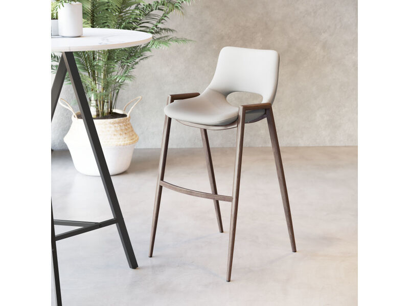 Desi Barstool (Set of 2) Beige & Walnut