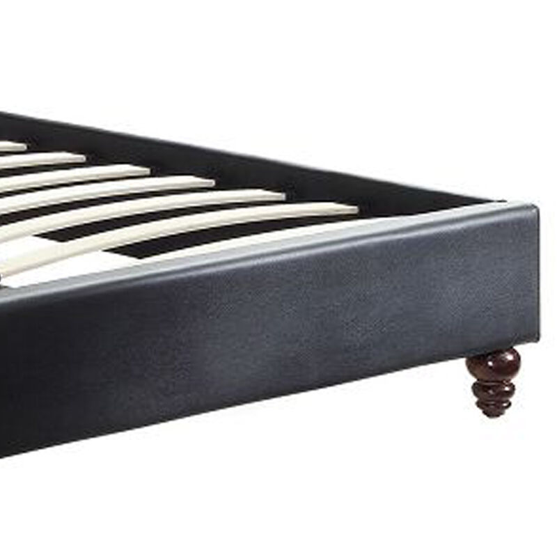 Magnificent Faux Leather Upholstered Queen Size Bed Black - Benzara