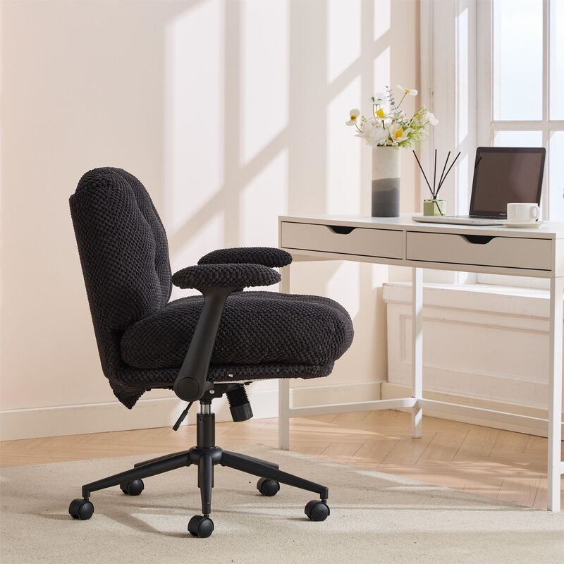 Cross Legged Office Chair with Flip-Up Arms, Adjustable Height Swivel Desk Chair image number 4