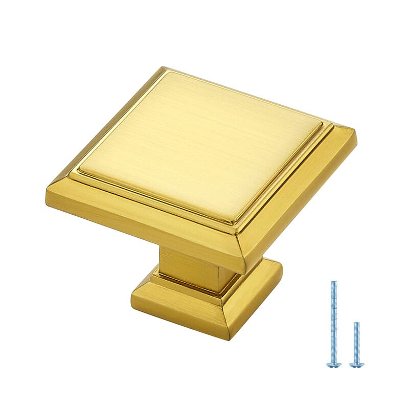5 Pack Kitchen Cabinet Pulls Square Drawer Pulls Single Hole Cabinet Handles Brushed Brass Drawer Pulls Kitchen Cabinet Hardware