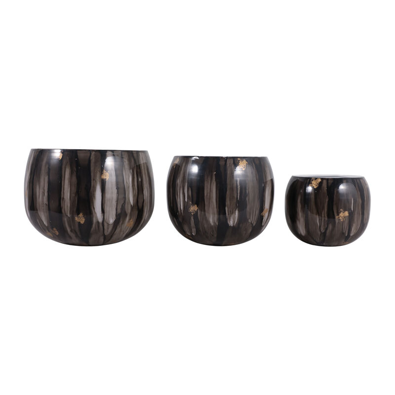 S/3 Marbled Metal Planters image number 3