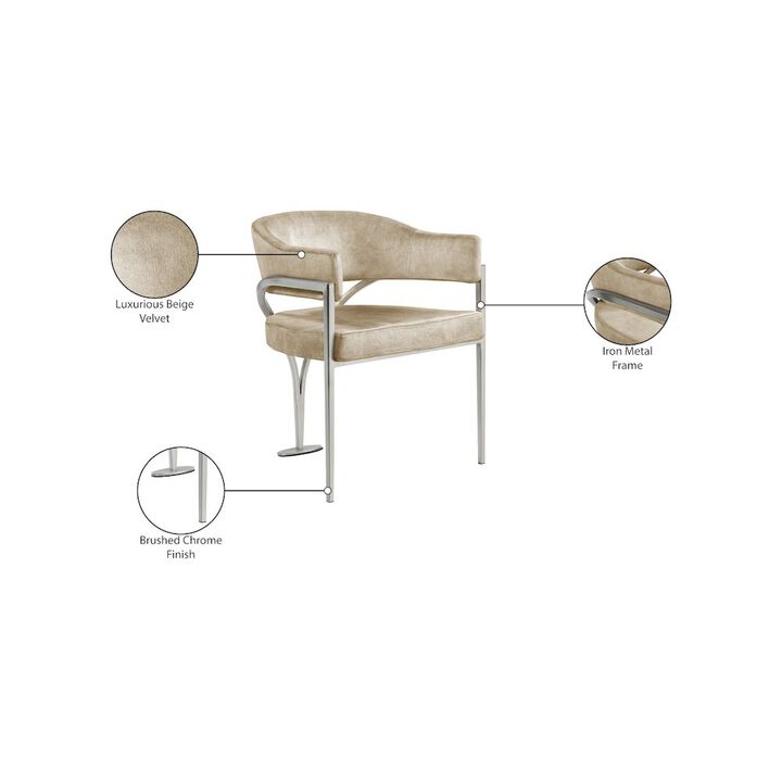 Meridian Furniture Madelyn Beige Velvet Dining Chair, Set of 2